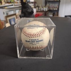 Rawlings Official Major League Game Baseball W/Printed Signature Of Allan H. "Bud" Selig From The Selig Era In Display Cube GOOD CONDITION 