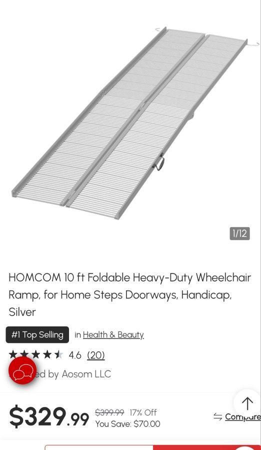 Homcom Wheelxhair Ramp 10 Ft