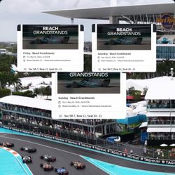 TWO FORMULA 1 F1 SOUTH BEACH STAND  3-DAY PASS