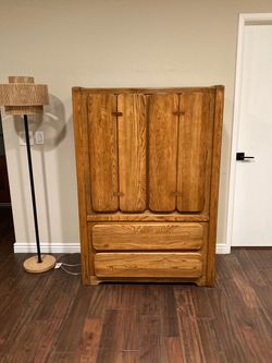 Vintage 198O’s Post Modern Oak Armoire By Stanley~