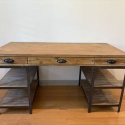  World Market Wood and Metal Teagan Desk with Shelves