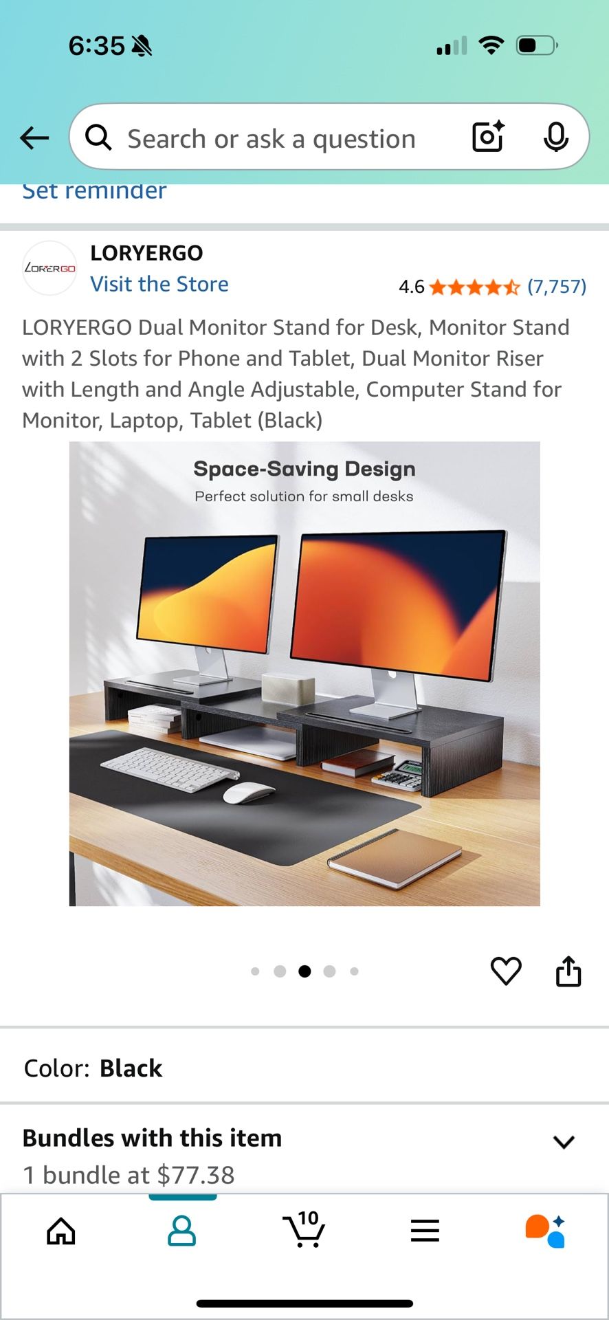 Dual Monitor Stand for Desk, Monitor Stand with 2 Slots for Phone and Tablet, Dual Monitor Riser with Length and Angle Adjustable, Computer Stand for