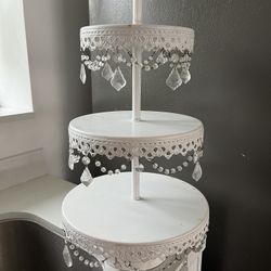 3 Tier White Metal Dessert Stand 