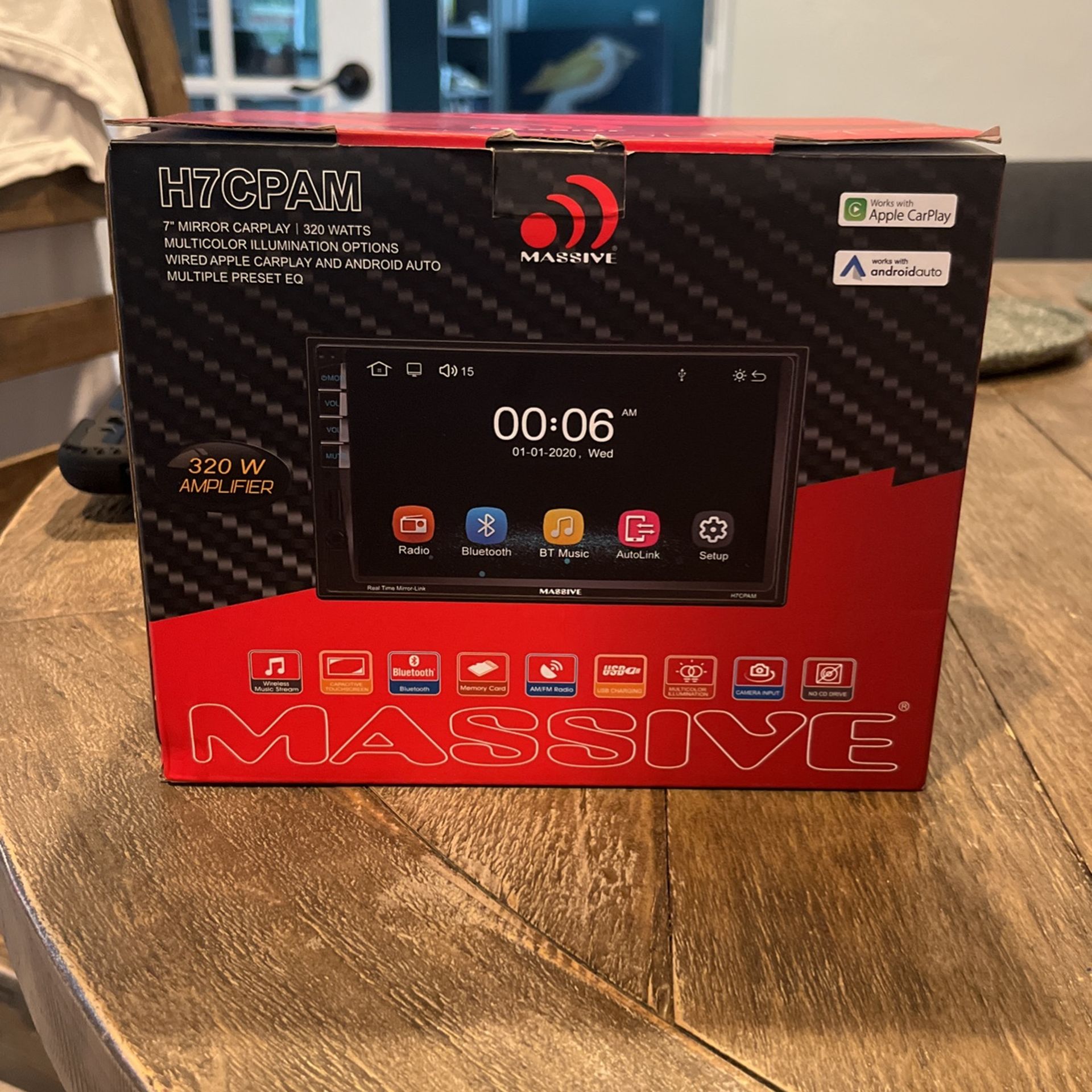 H7CPAM 7” Mirror Carplay Apple & Android 320 Watts