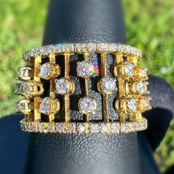 18k yellow gold 2CTW natural diamond fashion cage cocktail ring sz8.5