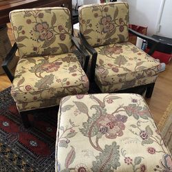 2 Blackwood Chairs with Ottoman