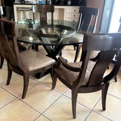 Six-person Glass top Dining Table