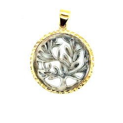 Love Earth Tree of Life Pendant 925 Sterling Silver 14K Gold Two Tone Medallion