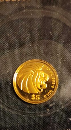 1990 GOLD 999.9 SINGAPORE 1/20 oz ZODIAC  $5 COIN  MINT STATE