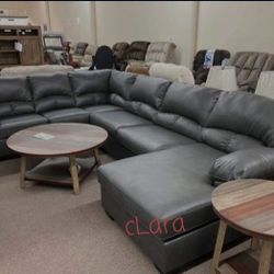 3 PIECES LEATHER U SHARE SECTIONAL COUCH SAME DAY DELIVERY