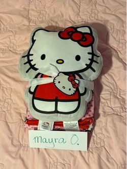 Hello kitty pink polka dot blanket set
