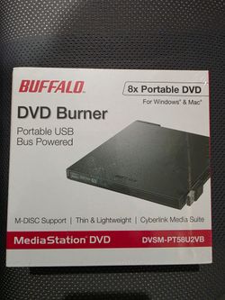 Buffalo Portable USB DVD Burner Drive for PC & Mac – New Sealed