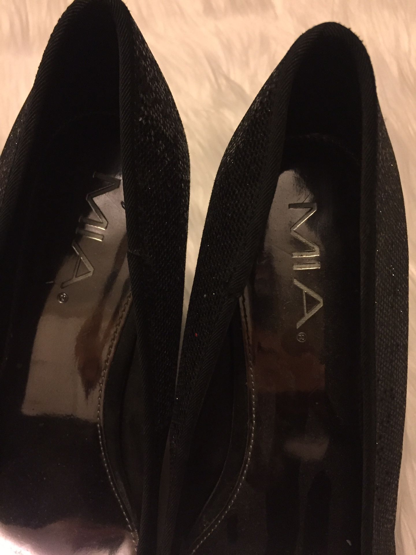Woman Black Glitter Wedges 8 1/2