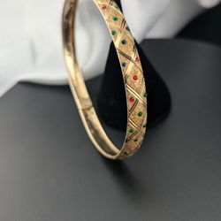 B4✨💛✨Vintage 10K Multicolor Enamel Bangle Bracelet💛✨