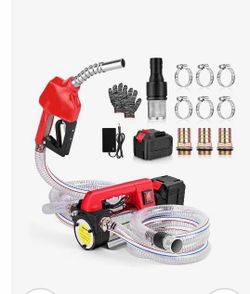 (H-27) TaskStar Fuel Transfer Pump, 12GPM 260W Cordless Diesel Pump with 21V 4000mAh Battery,Auto-Shutoff Nozzle Priming Electric Transfer Pump for Di