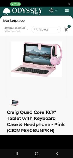 Craig 10.1" Quad Core Tablet with Keyboard Case & Headphones – Pink