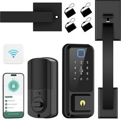 Smart Locks for Front Door with Handle Set, App Control, WiFi Front Door Lock Touchscreen keypad, Keyless Entry Door Lock Fingerprint Deadbolt, Auto L
