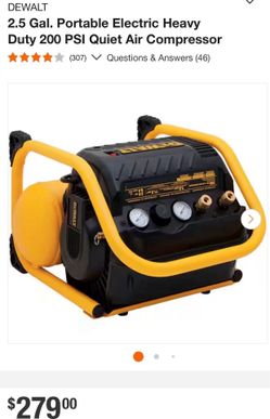 DEWALT AIR COMPRESSOR 2.5 Gal. Portable Electric Heavy Duty 200 PSI Quiet Air Compressor