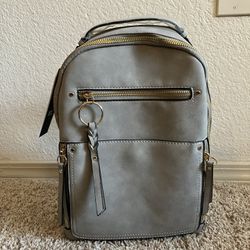 Gray Mini Backpack For Ladies