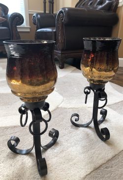 Decorative candle holders with candles