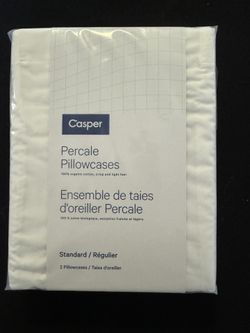Casper percale pillow Case Set White Standard Size