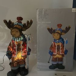 Vintage 2005 Fiber Optic Color Changing Moose Christmas Decor 19” WORKS w/ Box