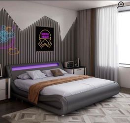 Bloomington Upholstered Modern LED Bed with APP & Remote Control