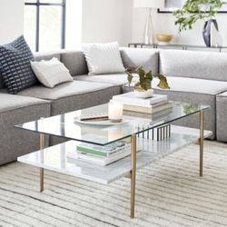 WEST ELM Mid-Century Art Display Marble Coffee Table (46”)