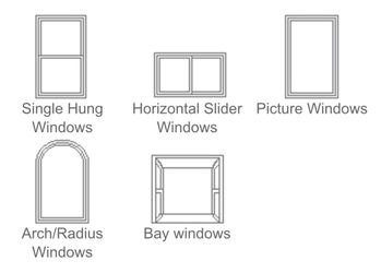 Custom Size Windows Dual Hung window single hung window bay window arch window picture window