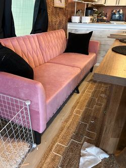 Pink Velvet Futon Sofa Sleeper