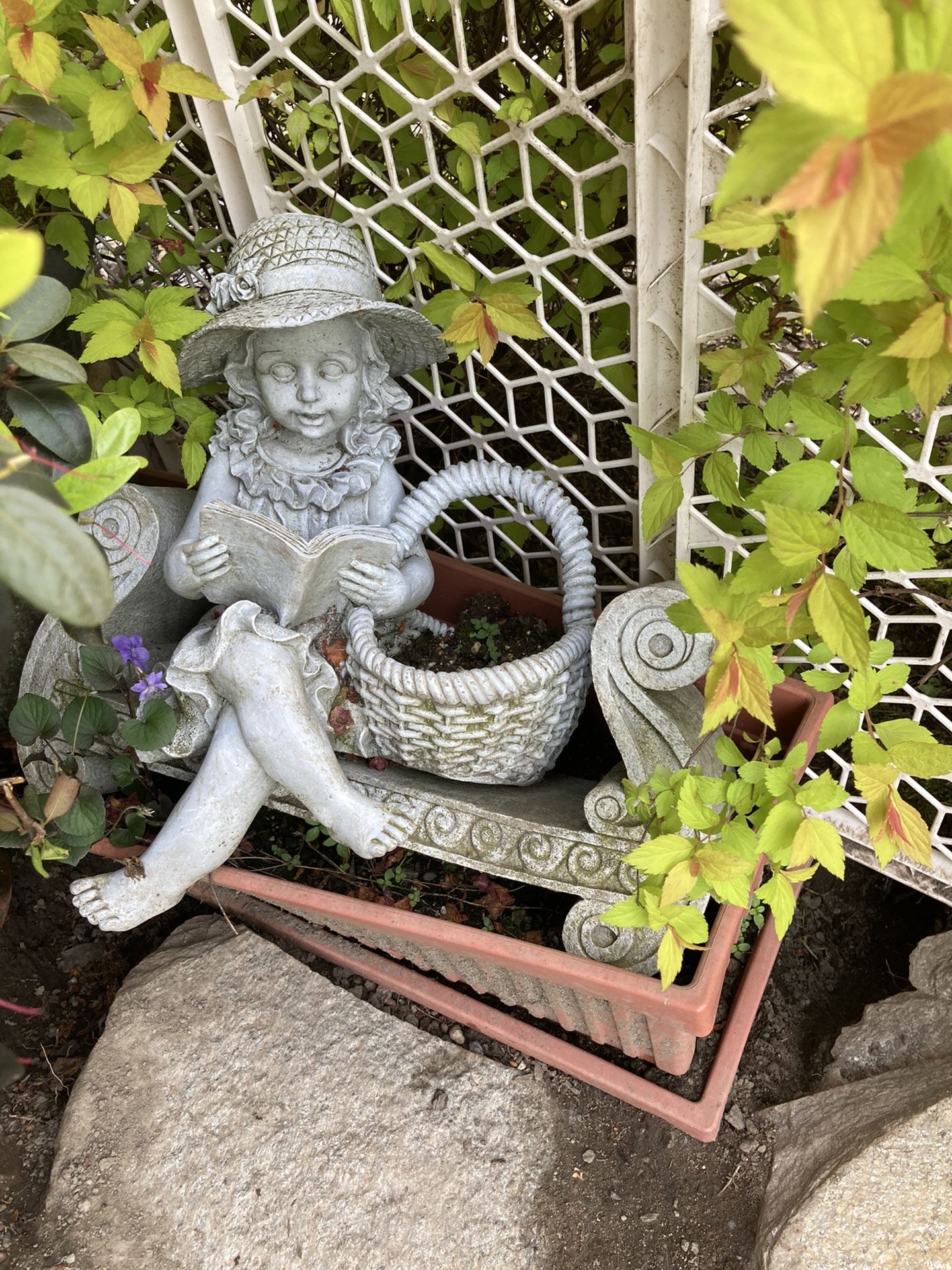 Garden Girl On Bench