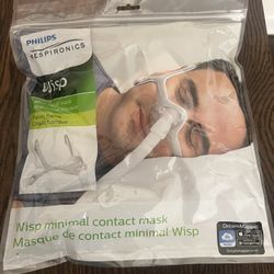 NEW, NEVER OPENED. Phillips Respironics Wisp Nasal Mask, Tube & 5 Spare Nose Cushions