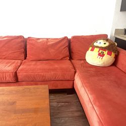 Terracotta velvet red couch