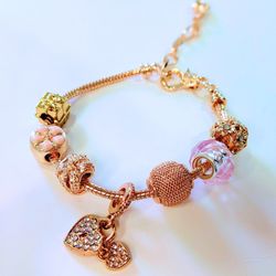 Women's 18k Gold Plated Stainless Steel Charm Bracelet 