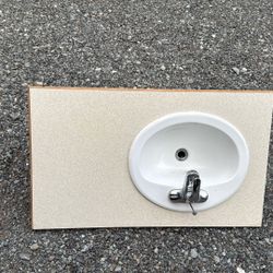 Delta Bathroom Sink, Hoses And 36” Countertop 