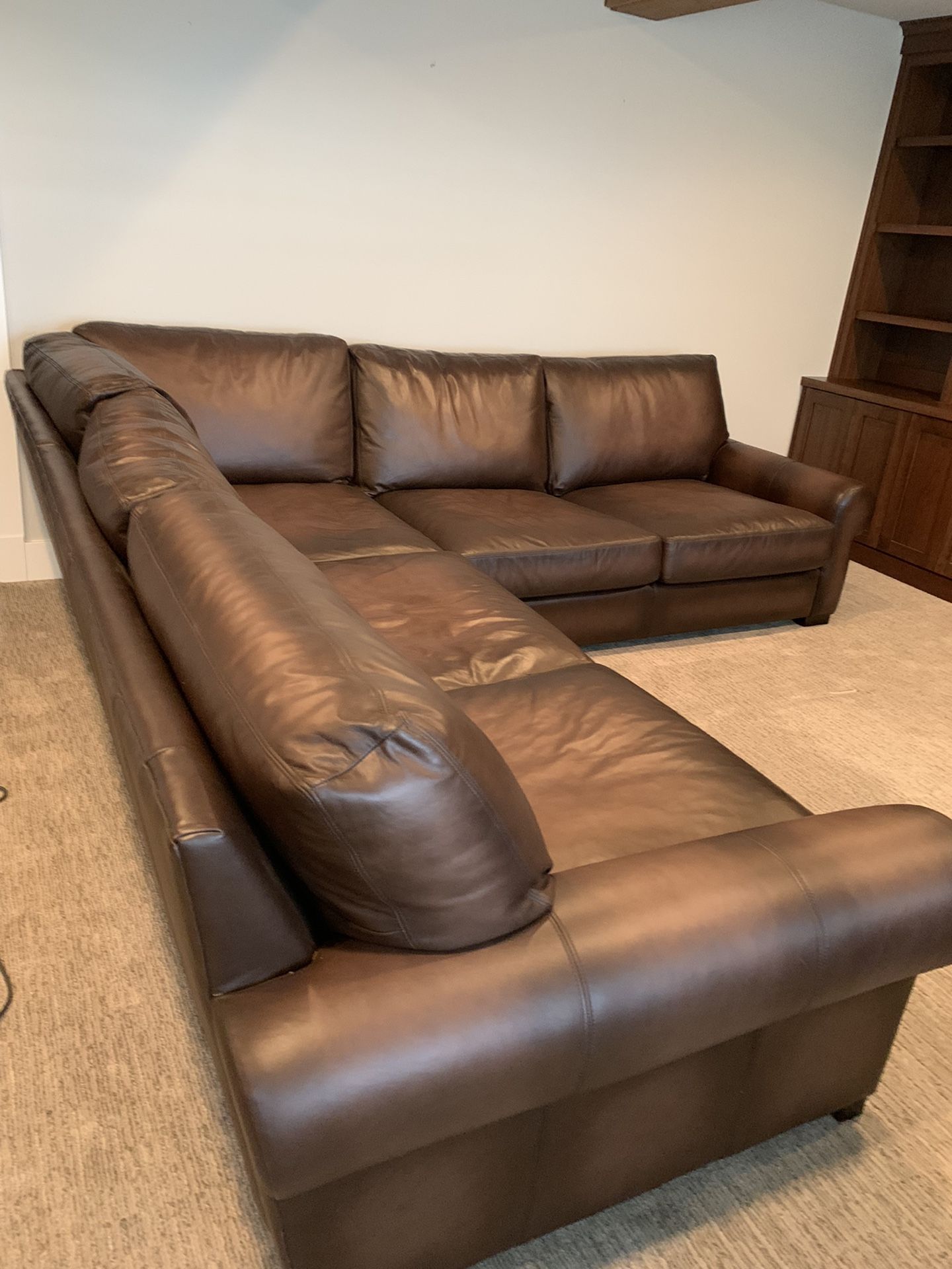 Pottery Barn Turner Roll Arm Leather Sectional