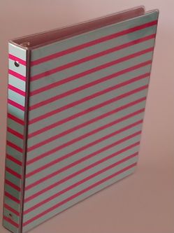 Fashion Binder, 1" Rings, Blue/Pink Stripes.