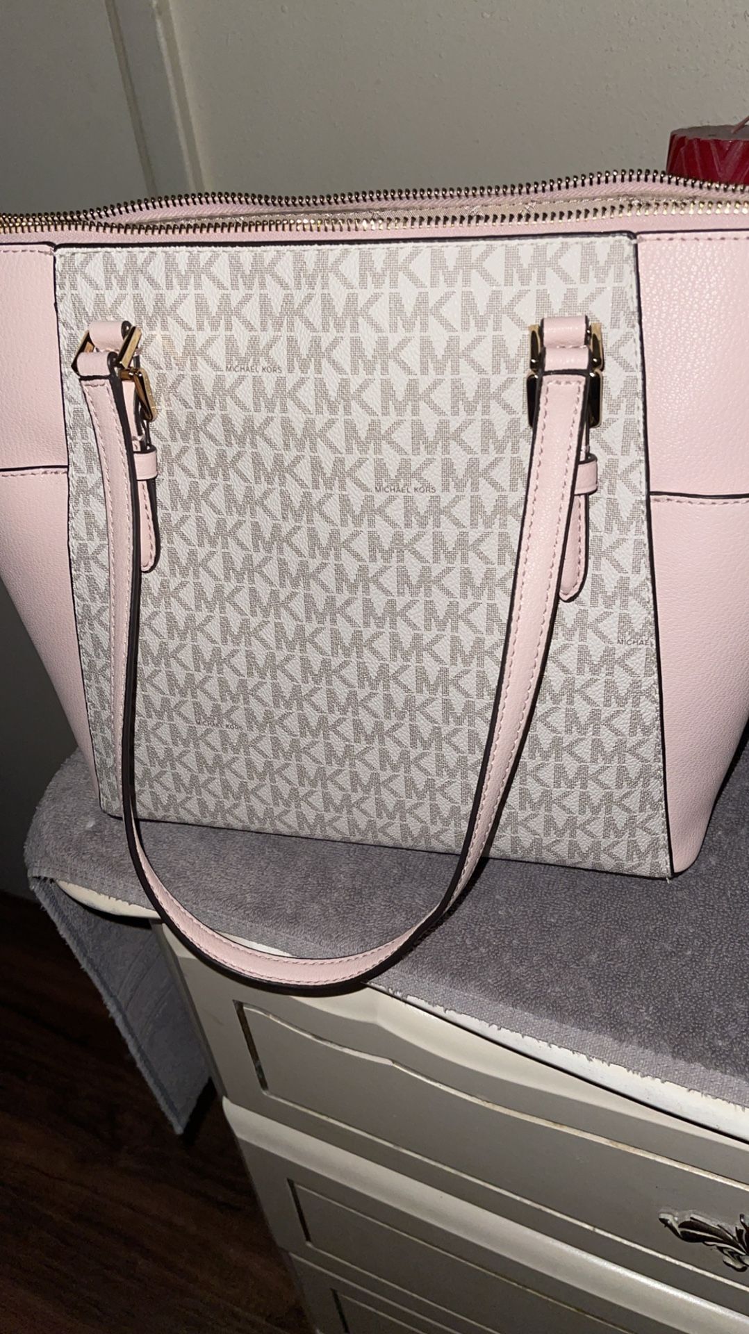 Pink And White Michael Kors Purse