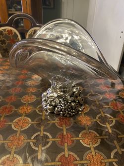 Frutplatter Of Glass And Metal Silver