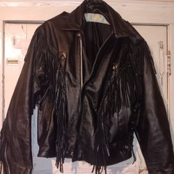 leather Fringe motorcycle jacket Size 46