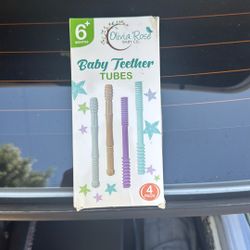4-Pack Baby Teether Tubes For Infants, 0-36 Months, Infant Soft Silicone Teething Relief Multicolored 