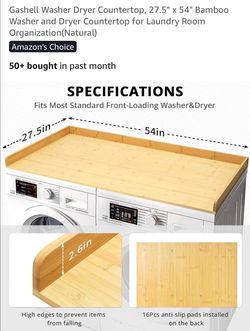 New washer and dryer counter top