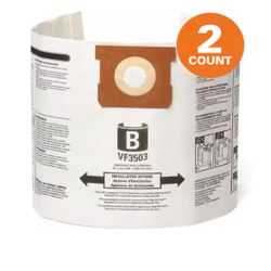 RIDGID Genuine VF3503 Wet Dry Vac Dry Pick-up Only Dust Bags for Select 5-10 Gal. RIDGID Vacs, except HD0600, Size B (2-Pack)=Rid-444