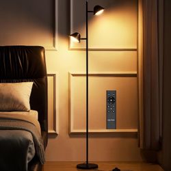 Joyly Modern LED Floor Lamp 20W, 2 Rotatable LED Light with Remote, Adjustable