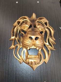 10" Gold Lion Head Wall Resin Sculptures