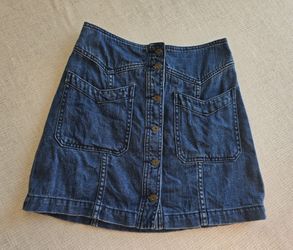 FREE PEOPLE Womens Denim Button Up/down Jean Skirt