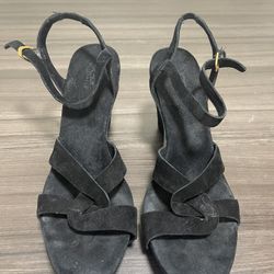 UGG Women's Sherpa Lined Mule Sandals, Size 10, Suede Leather, Chunky Heels