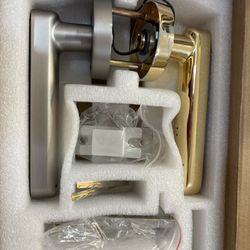 Elinksmart Fingerprint Handle Door Lock Smart Door Lock Levers eLinkSmart Digital Keyless Entry Door Knob Watch App Open Knob Lock for Bedroom 