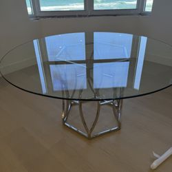 Round Glass Table With Chrome Base