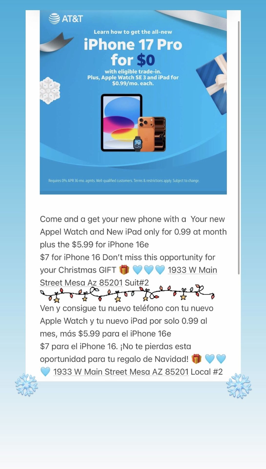 Your New Christmas Gift It’s At AT&T 🩵